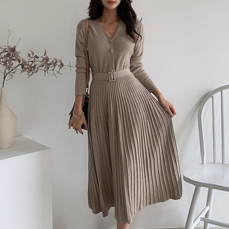 Levoire | Robe Printemps Tricotée Plissée Lacée