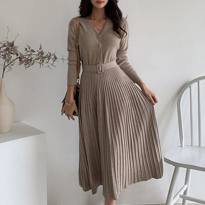 Levoire | Robe Printemps Tricotée Plissée Lacée
