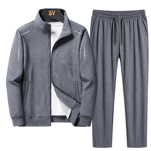Levoire | Ensemble De Jogging À Cordon Zippé Pour Hommes Deux Pièce Gris