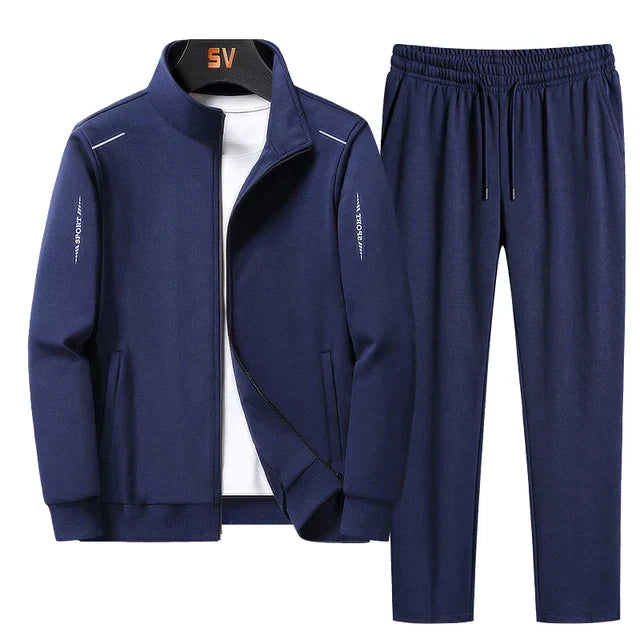 Levoire | Ensemble De Jogging À Cordon Zippé Pour Hommes Deux Pièce Bleu foncé