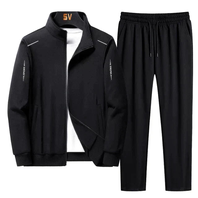Levoire | Ensemble De Jogging À Cordon Zippé Pour Hommes Deux Pièce Noir