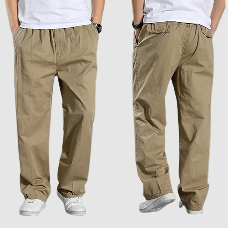 Levoire | Loose Fit Coton Cargo Pantalon Pantalon Baggy Khaki