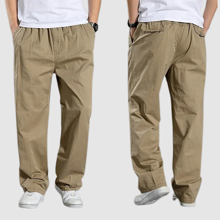 Levoire | Loose Fit Coton Cargo Pantalon Pantalon Baggy Khaki