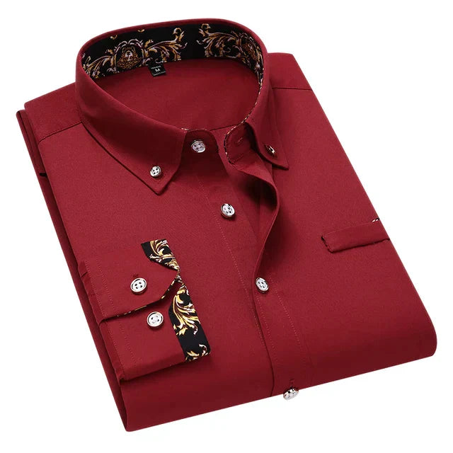 Levoire | Chemise À Manches Longues Classique Pour Hommes Rot
