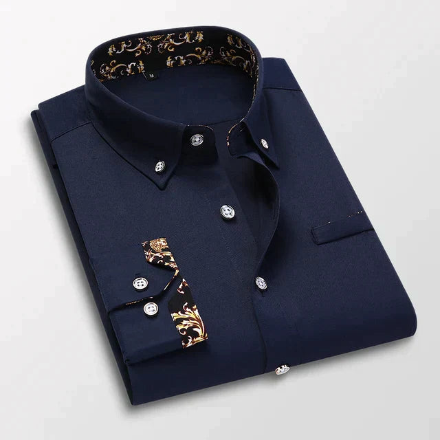 Levoire | Chemise À Manches Longues Classique Pour Hommes Bleu marine