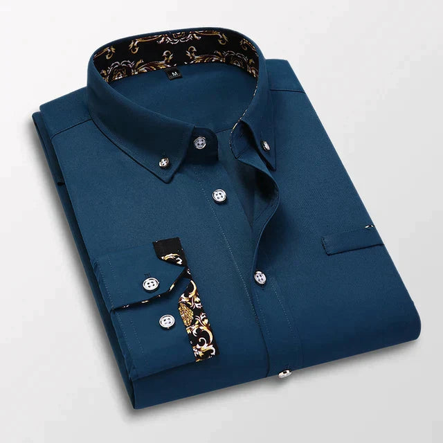 Levoire | Chemise À Manches Longues Classique Pour Hommes Bleu diamant