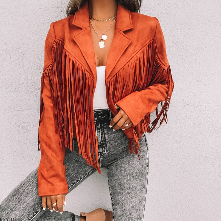 Levoire | Veste En Cuir Nubuck Avec Franges