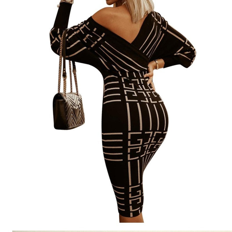 Levoire | Robe Midi Col V Manches Longues