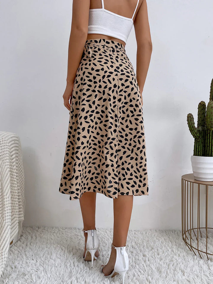 Levoire | Boho Décontracté Imprimé Jupe Portefeuille Élégante Jupe Asymétrique Longueur Genou Taille Haute