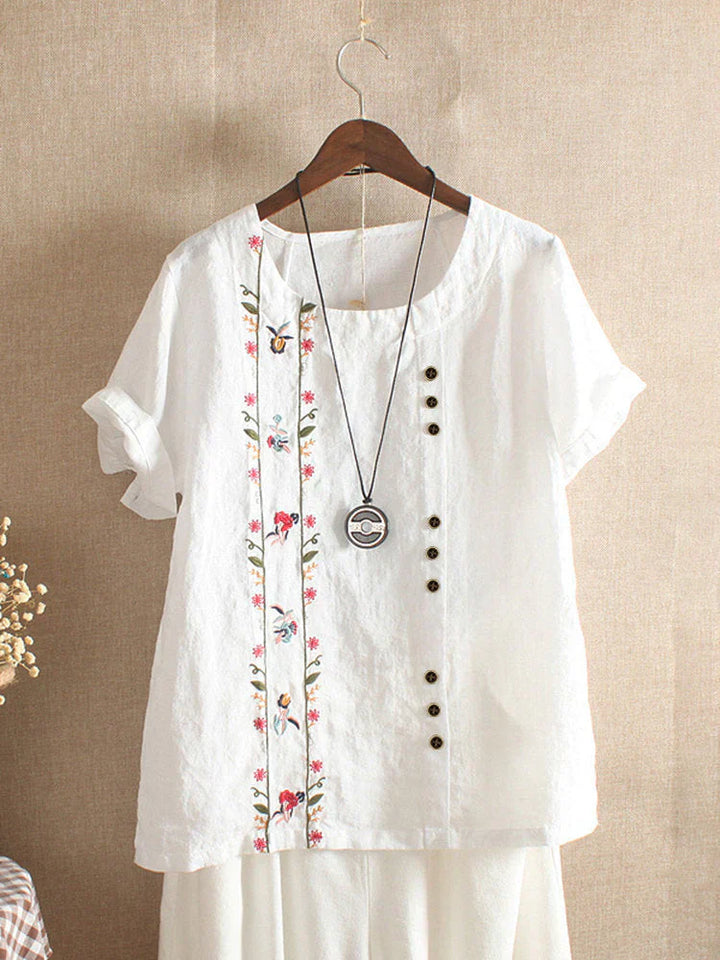 Levoire | Blusa bordada rosa manga Blanc