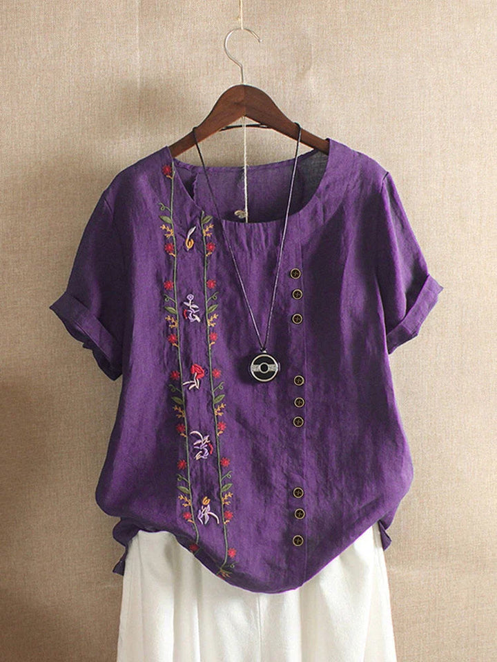 Levoire | Blusa bordada rosa manga Pourpre