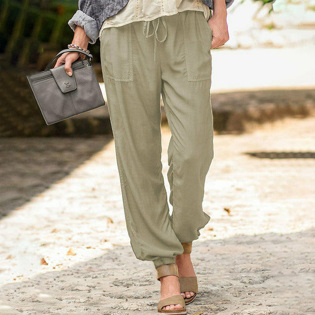 Levoire | Pantalon À Cordon De Serrage Uni Kaki