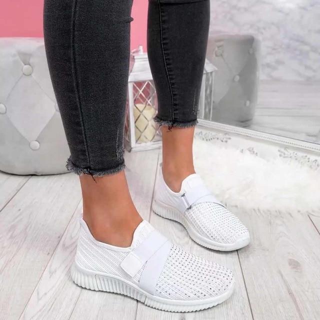 Levoire | Baskets Pour Femmes À Enfiler Avec Fermeture Velcro Blanc