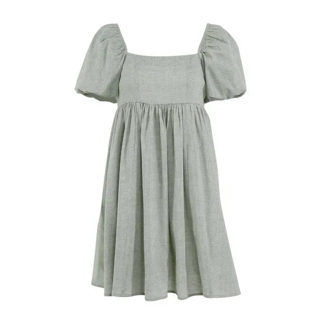 Levoire | Robe Mini À Manches Bouffantes Weinlese Pour Femmes Vert