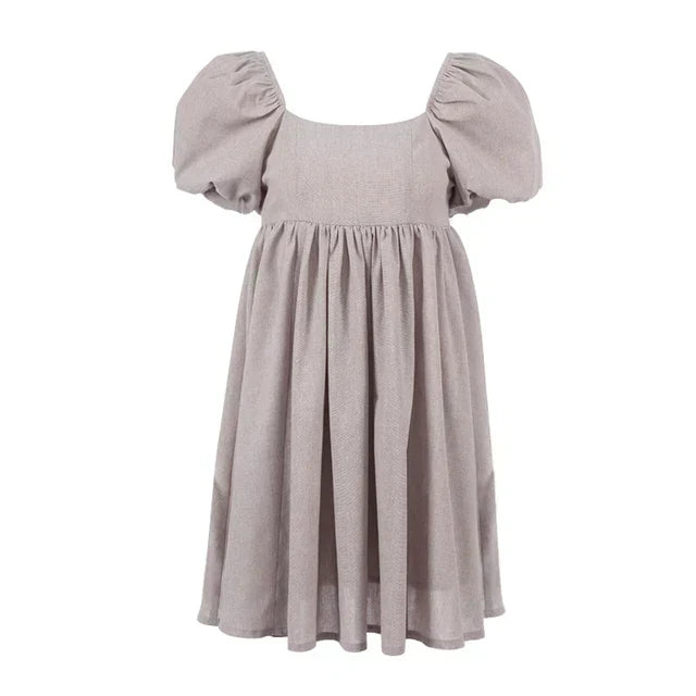 Levoire | Robe Mini À Manches Bouffantes Weinlese Pour Femmes Khaki