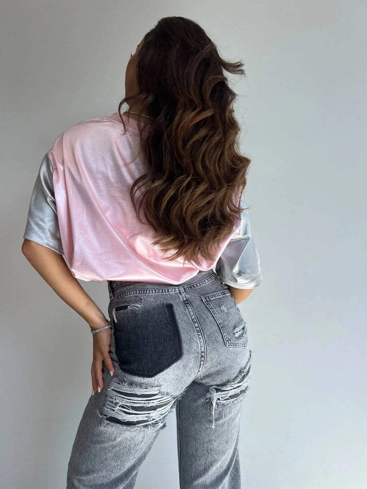Levoire | Jeans Taille Haute Déchirés Gris Jeans Avec Jambes Droites Jeans Pour Femmes