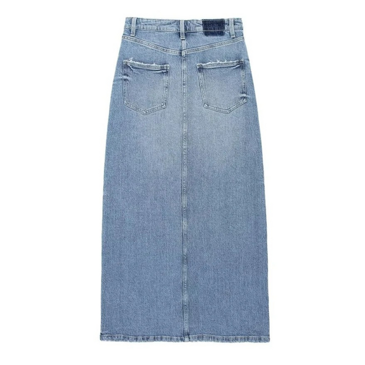 Levoire | Taille Haute Jupe Jeans Longue Bleu Clair