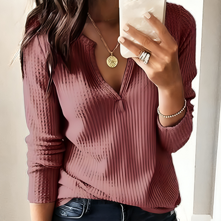 Levoire | Motif À Losanges Avec Décolleté En Plaque Pour Femme T-Shirt À Manches Longues Rosa foncé