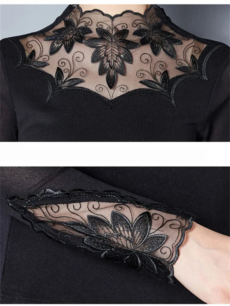 Levoire - Blouse en dentelle avec col roulé