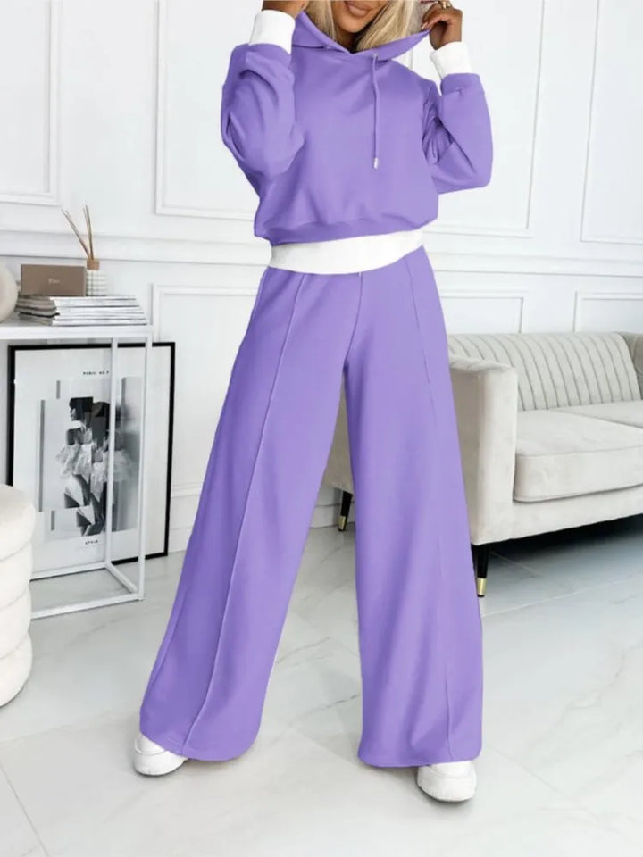 Levoire | Jogger Set Boutonné Jambes Amples Survêtement Co Ord Set Femmes Lilas