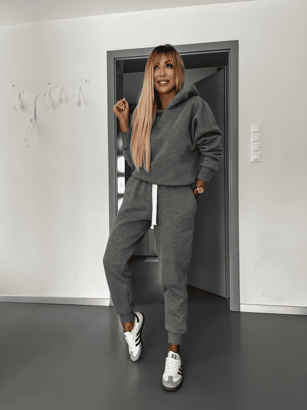 Levoire | Ensemble De Sweatpants Confortable Ensemble De Cordon Ensembles De Jogger Pour Femmes Gris