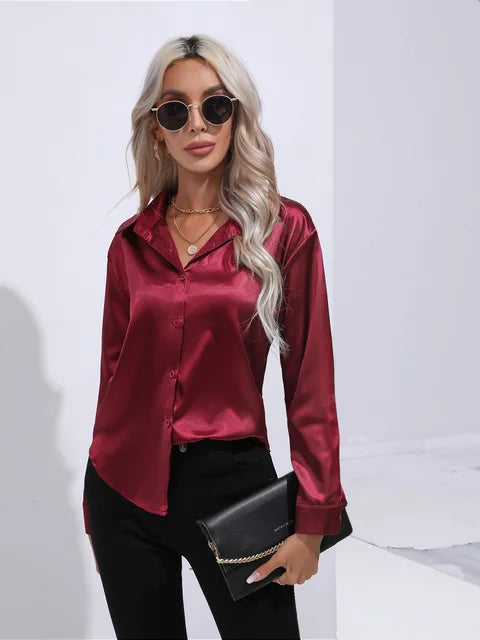 Levoire | Blouse en satin Rouge vin