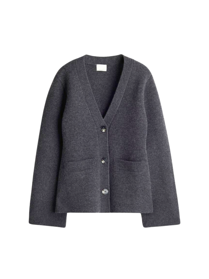 Levoire | Pull À Manches Longues En Tricot À Col En V Gris