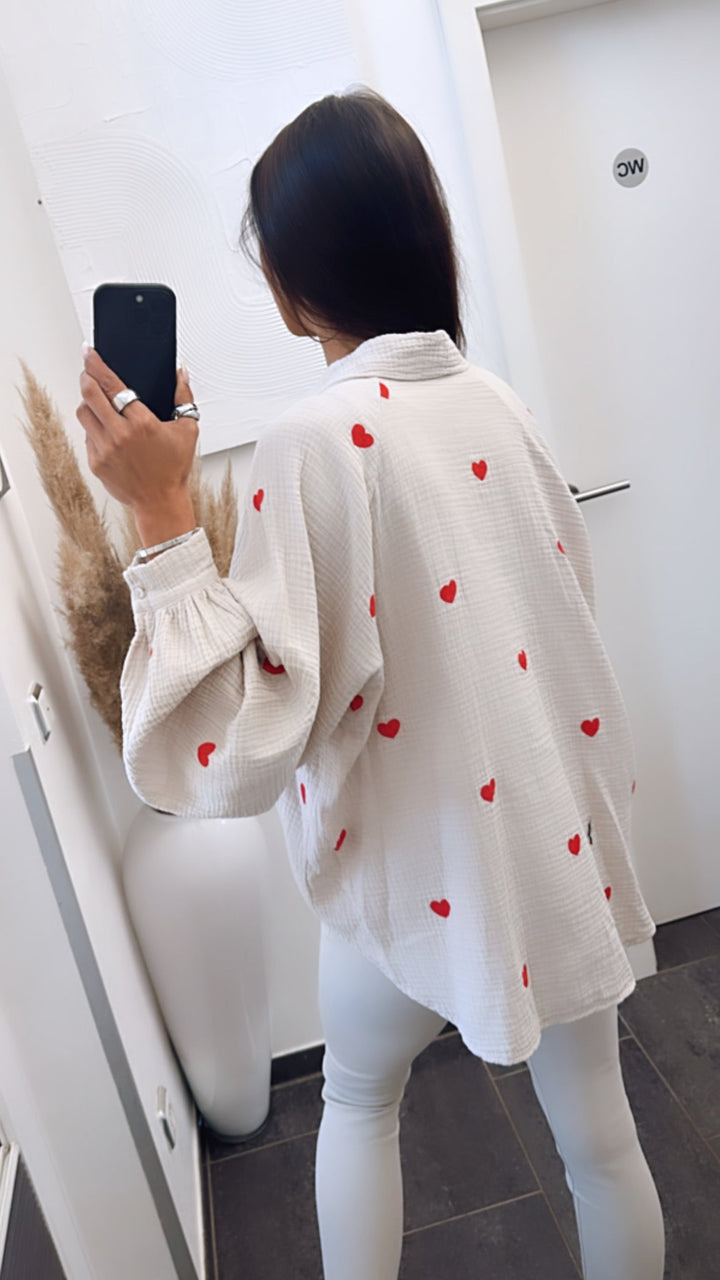 Levoire | Motif Cœur V Décolleté Blouse