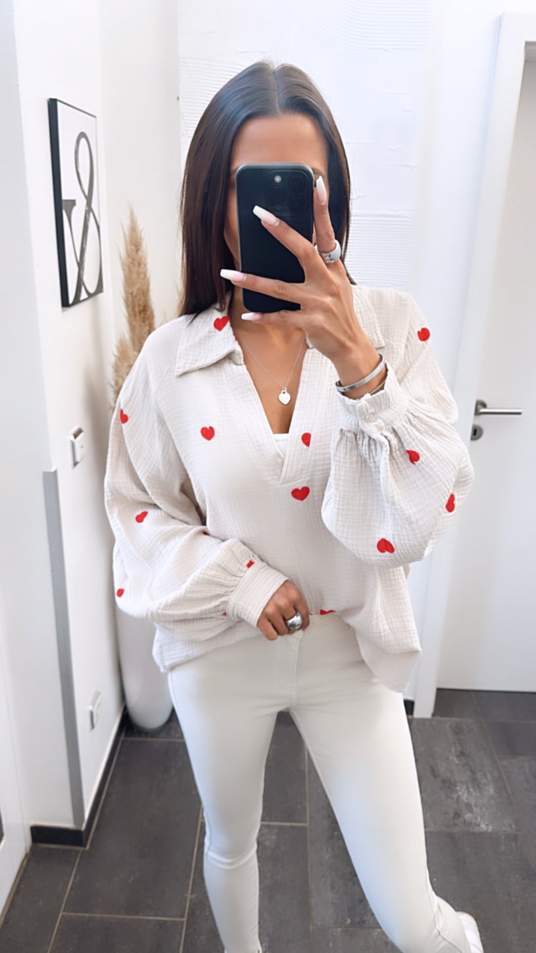 Levoire | Motif Cœur V Décolleté Blouse