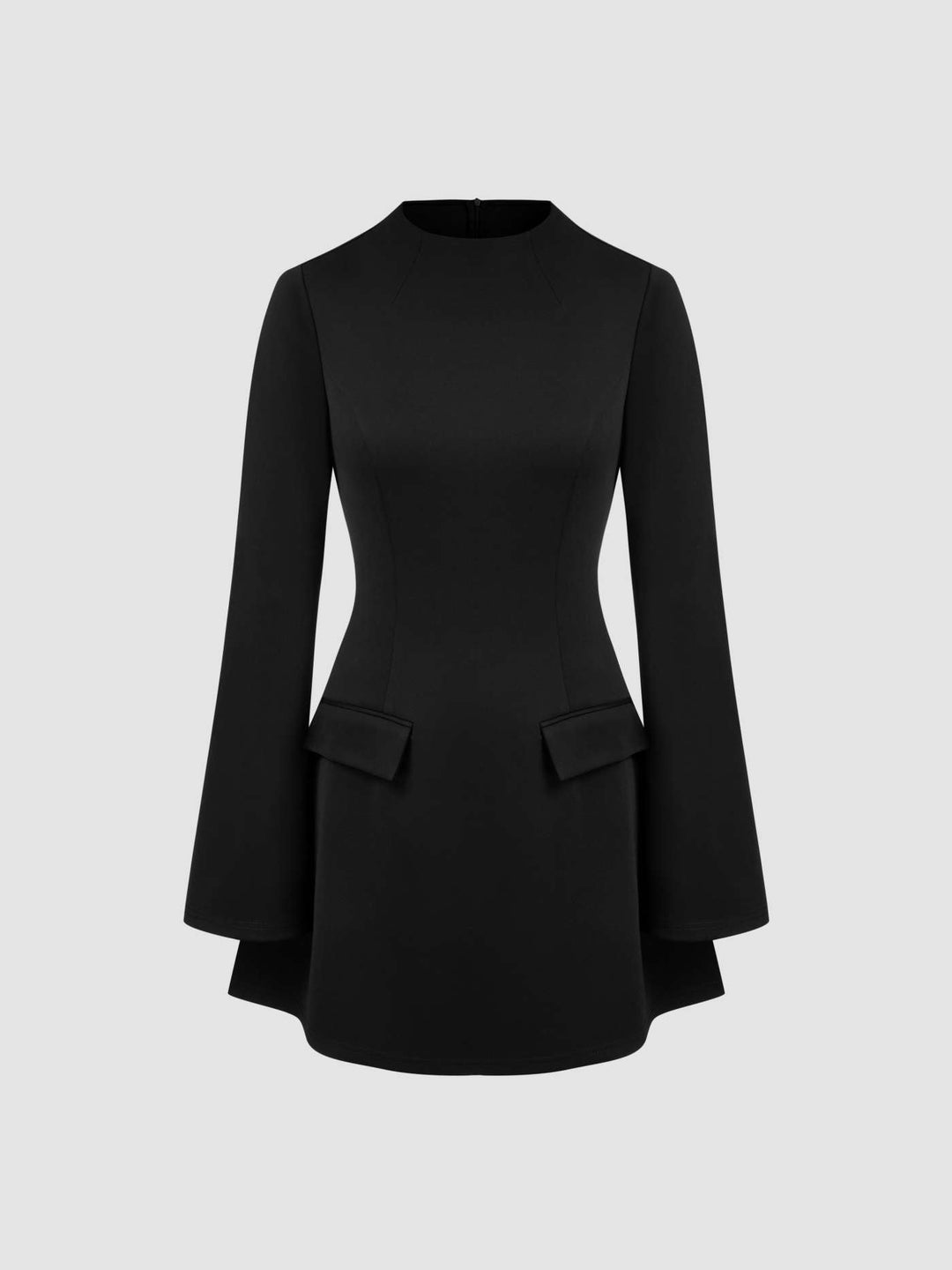Levoire | Robe Mini À Col Rond Uni À Manches Longues Noir