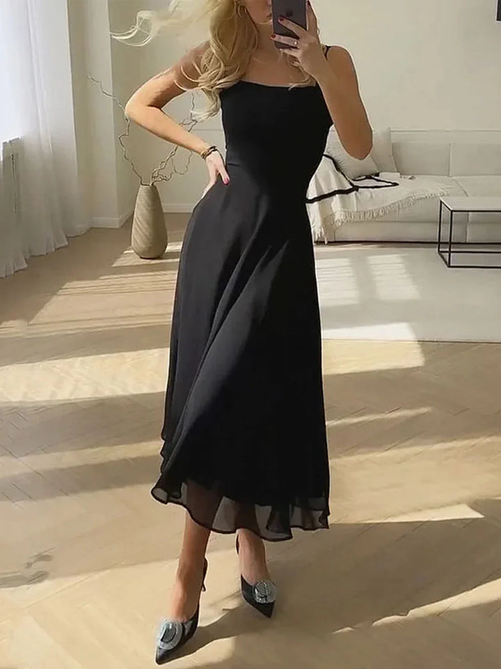 Levoire | Style Élégant Cami Longue Robe Noir
