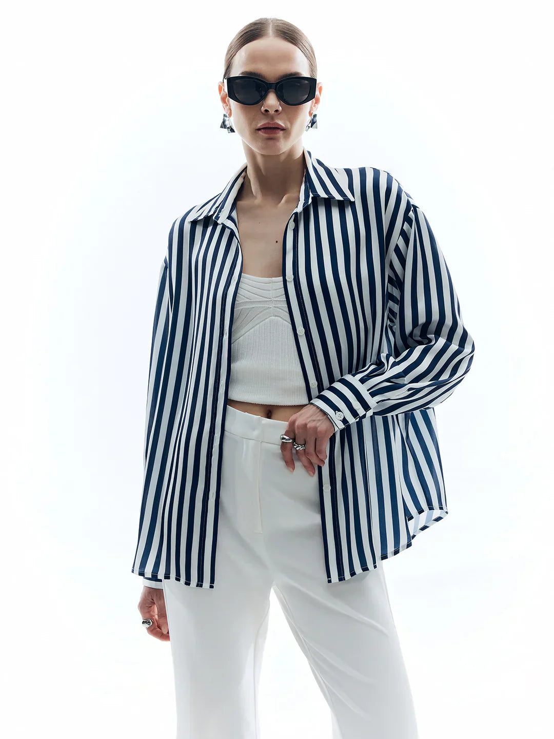 Levoire | Chemise Shift Rayée Élégante À Col Roulé