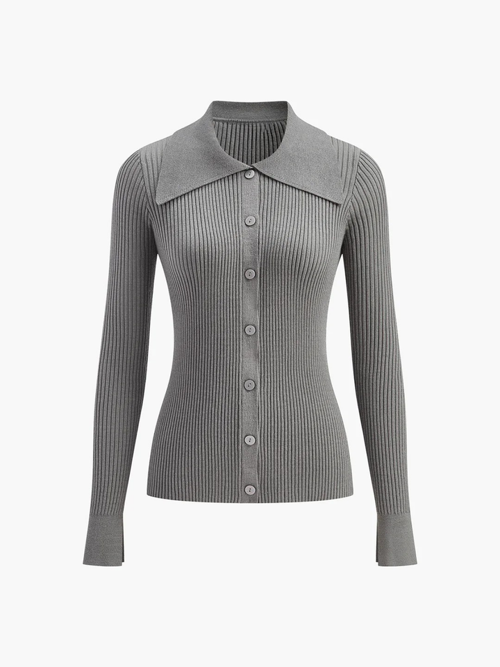 Levoire | Élégant Cardigan Slim À Rayures Avec Revers