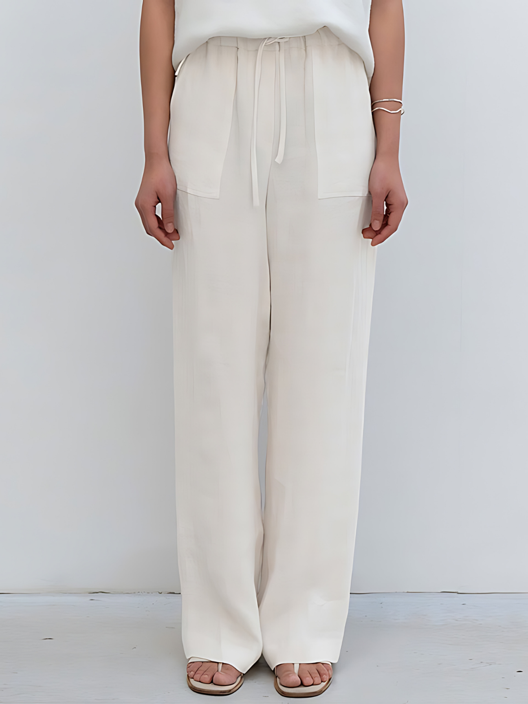 Levoire | Pantalons Droit Taille Haute Beige