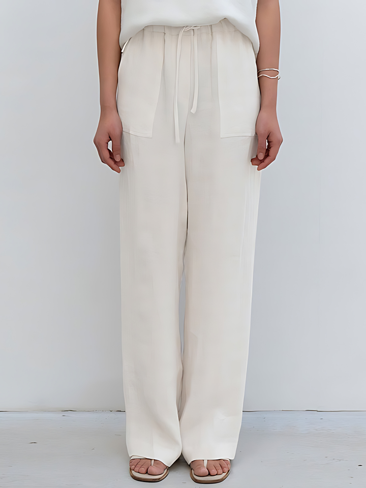 Levoire | Pantalons Droit Taille Haute Beige