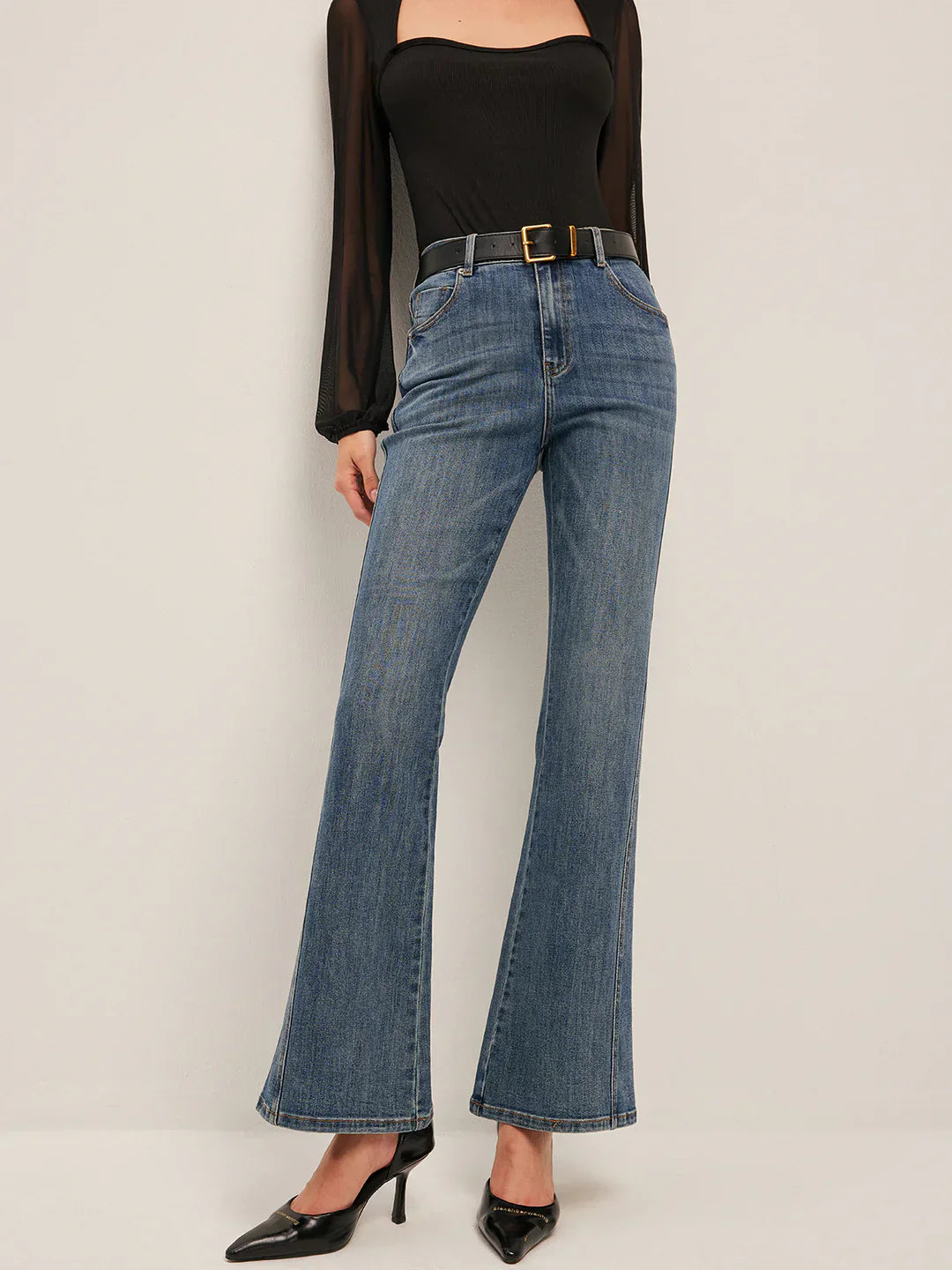 Levoire | Jean Skinny Évasé Élégant Taille Moyenne Bleu