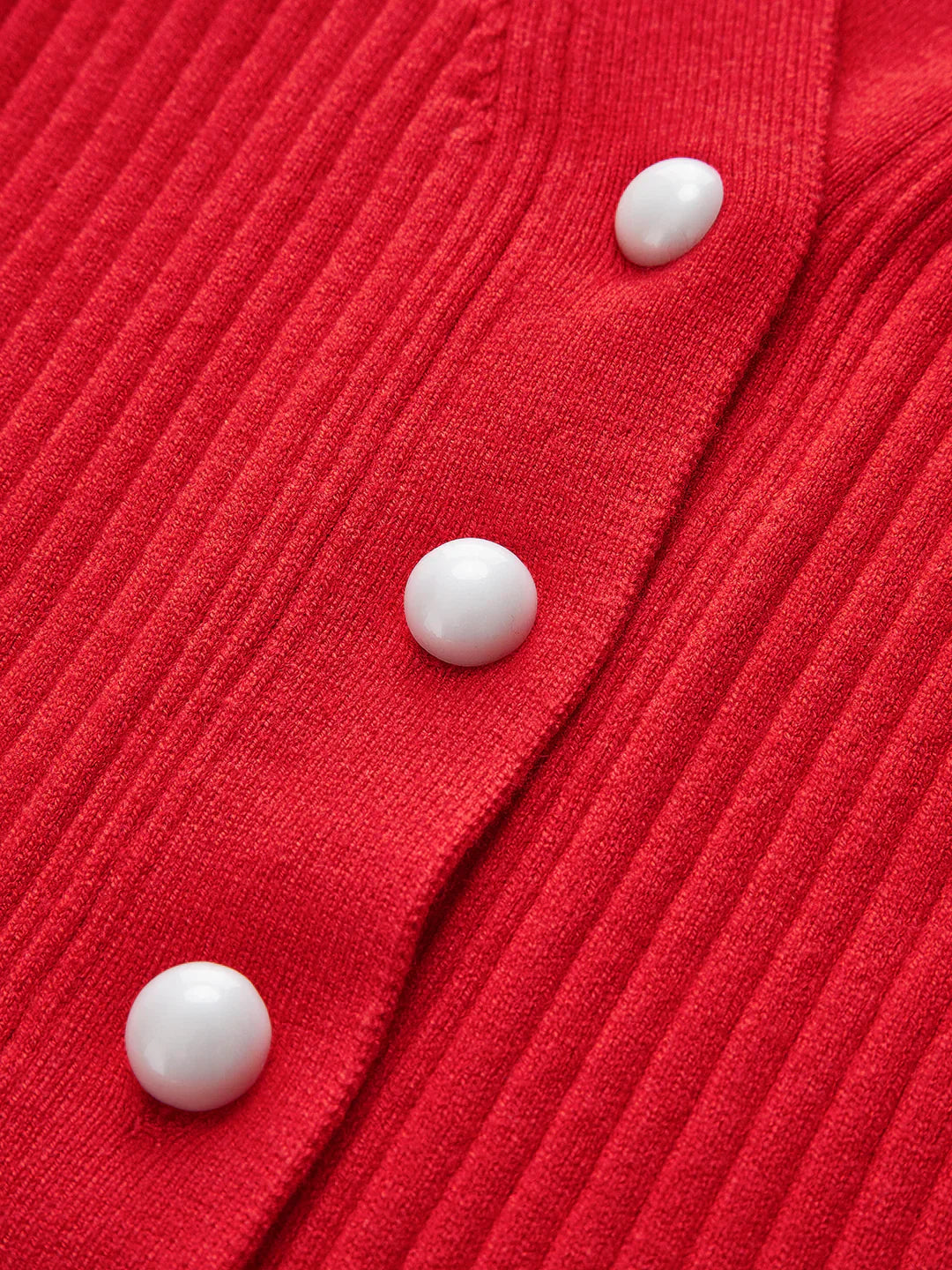 Levoire | Bordure Plissée Bouton De Perle Cardigan À Manches Longues