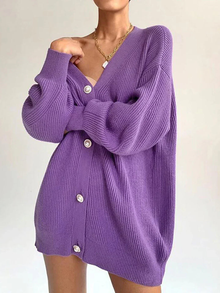 Levoire | Couleur Cardigan Surdimensionné À Manches Longues Lilas