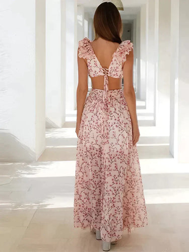 Levoire | Robe Maxi Avec Volants Sur Les Épaules