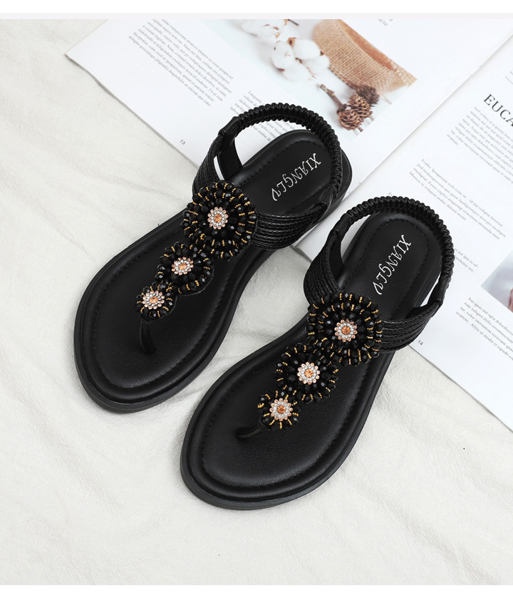 Levoire | Luxe Sandales Décontractées Avec Des Cristaux Pour Femmes Noir