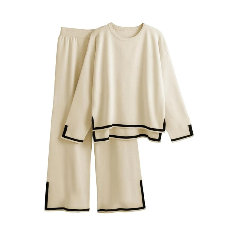 Levoire | Ensemble Pour Femmes Ensemble Cozy Deux Pièces Avec Détails Contraste Beige