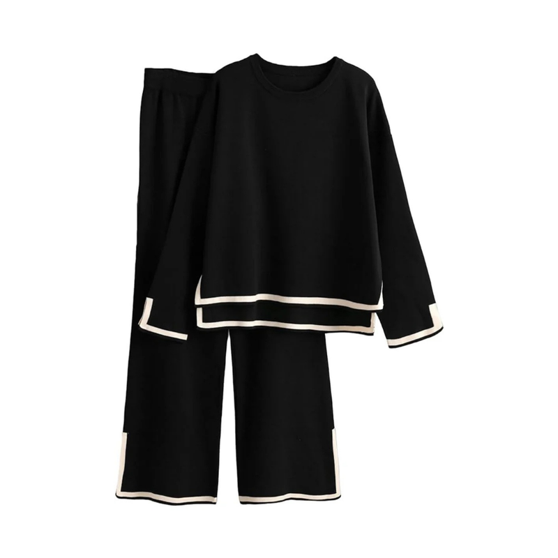 Levoire | Ensemble Pour Femmes Ensemble Cozy Deux Pièces Avec Détails Contraste Noir