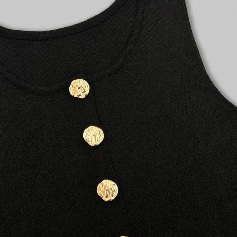 Levoire | Débardeur En Tricot Sans Manches Avec Des Boutons Dorés