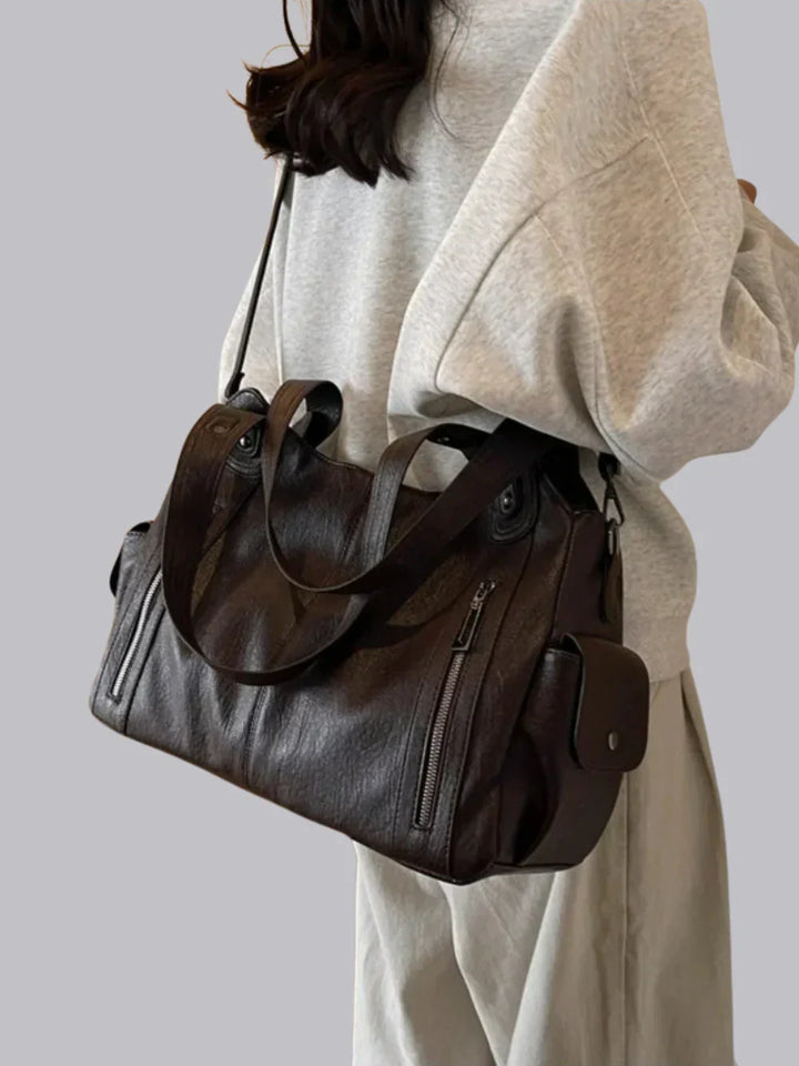 Levoire | Sac À Main En Cuir Classique Avec Des Détails Zippés Pour Femmes