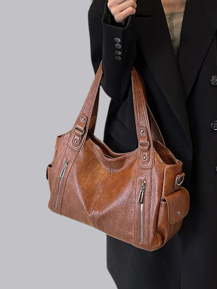 Levoire | Sac À Main En Cuir Classique Avec Des Détails Zippés Pour Femmes