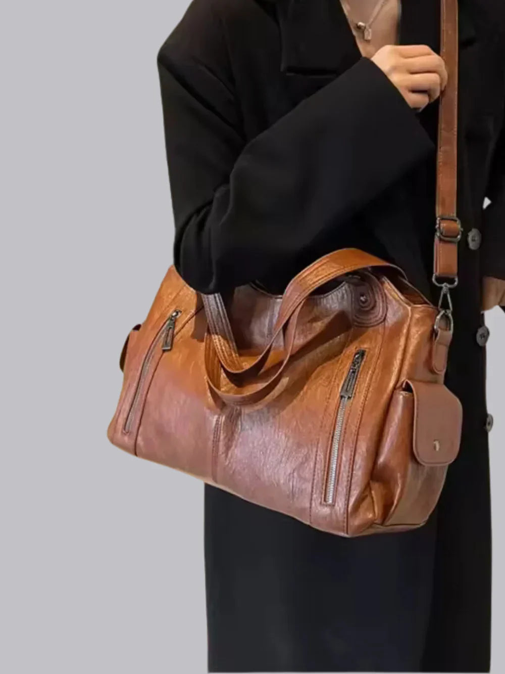 Levoire | Sac À Main En Cuir Classique Avec Des Détails Zippés Pour Femmes