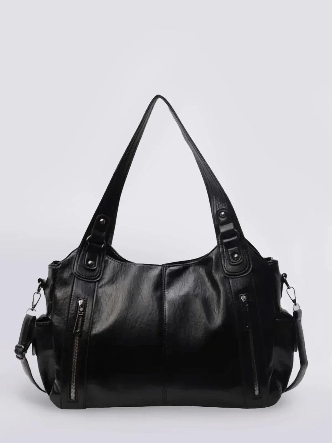 Levoire | Sac À Main En Cuir Classique Avec Des Détails Zippés Pour Femmes Noir