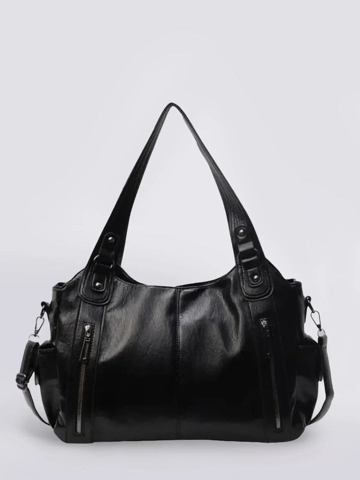 Levoire | Sac À Main En Cuir Classique Avec Des Détails Zippés Pour Femmes Noir