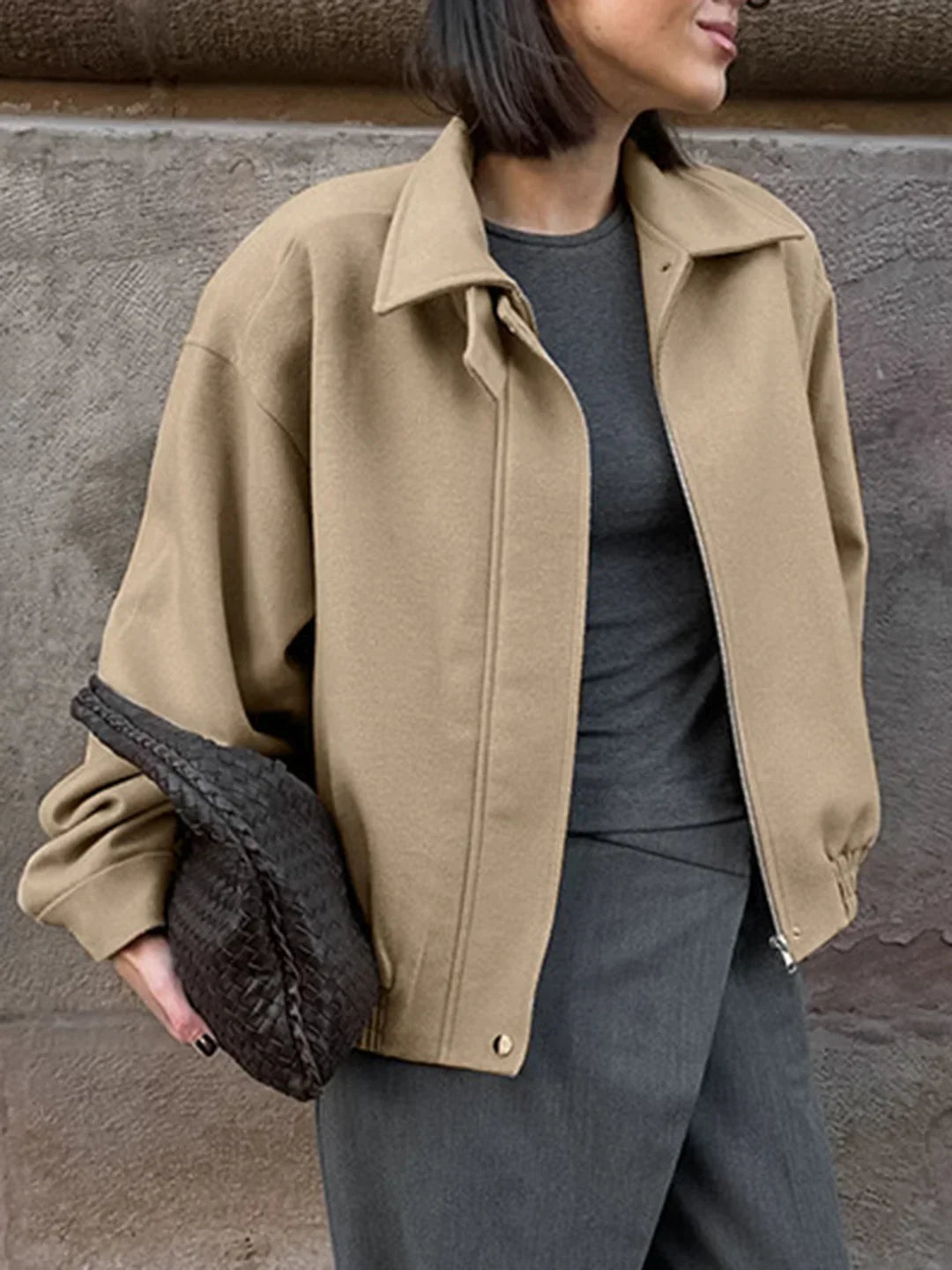 Levoire | Veste Polo Zippée Simple Taupe