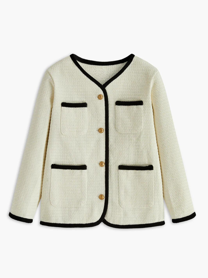 Levoire | Veste En Tricot À Poches Contrastées Blanc